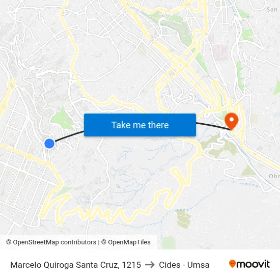 Marcelo Quiroga Santa Cruz, 1215 to Cides - Umsa map
