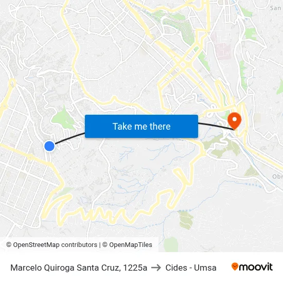 Marcelo Quiroga Santa Cruz, 1225a to Cides - Umsa map