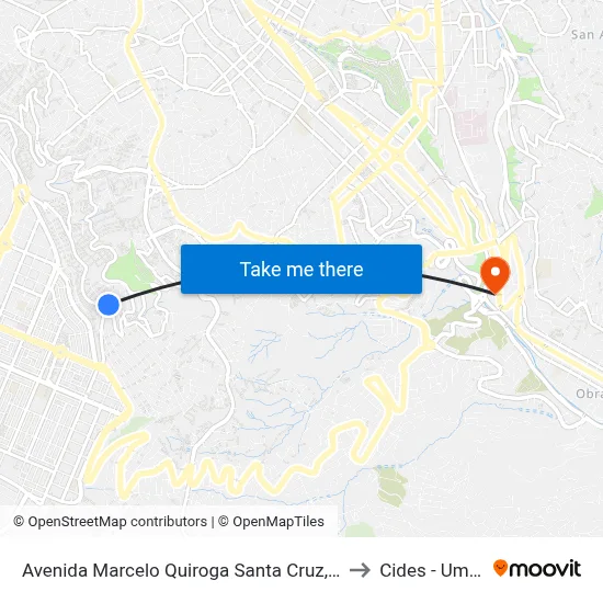 Avenida Marcelo Quiroga Santa Cruz, 17 to Cides - Umsa map