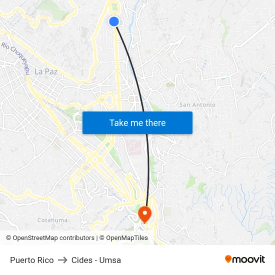 Puerto Rico to Cides - Umsa map