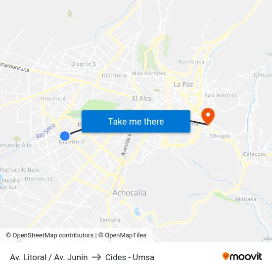 Av. Litoral / Av. Junín to Cides - Umsa map