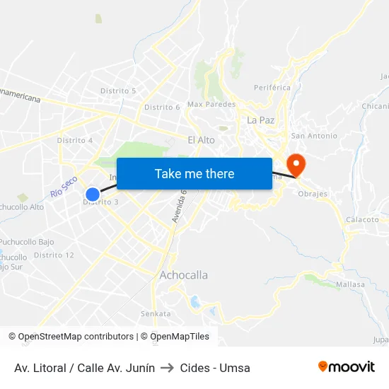 Av. Litoral / Calle Av. Junín to Cides - Umsa map