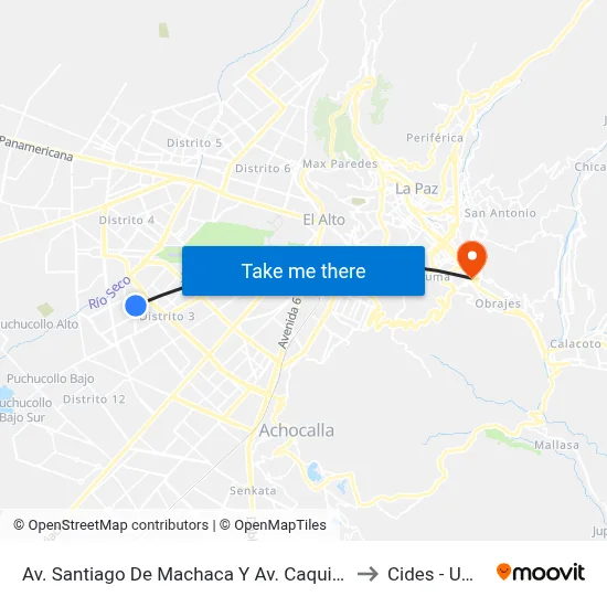 Av. Santiago De Machaca Y Av. Caquingora to Cides - Umsa map