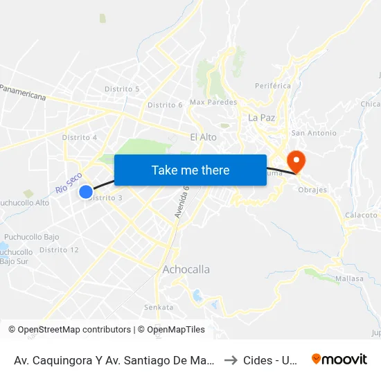Av. Caquingora Y Av. Santiago De Machaca to Cides - Umsa map
