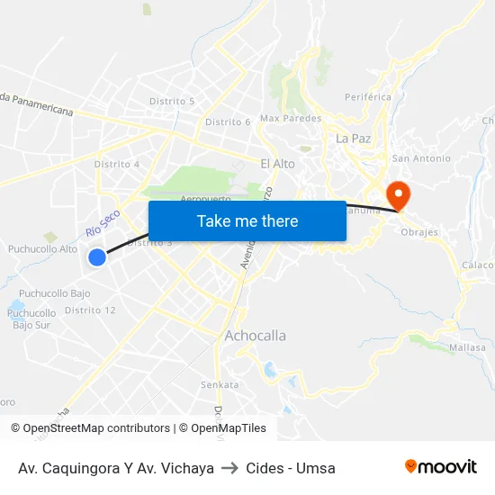 Av. Caquingora Y Av. Vichaya to Cides - Umsa map