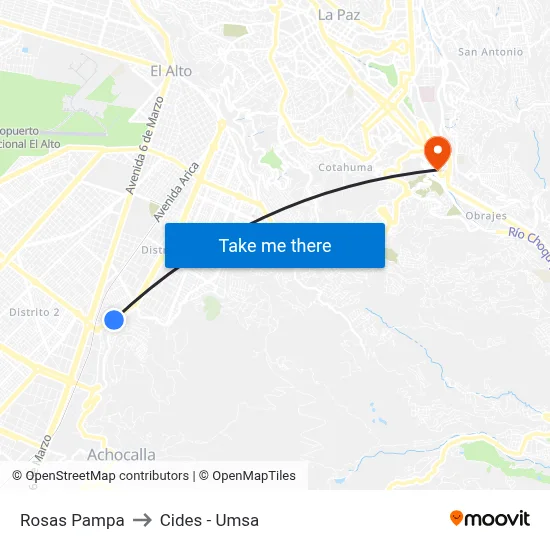 Rosas Pampa to Cides - Umsa map