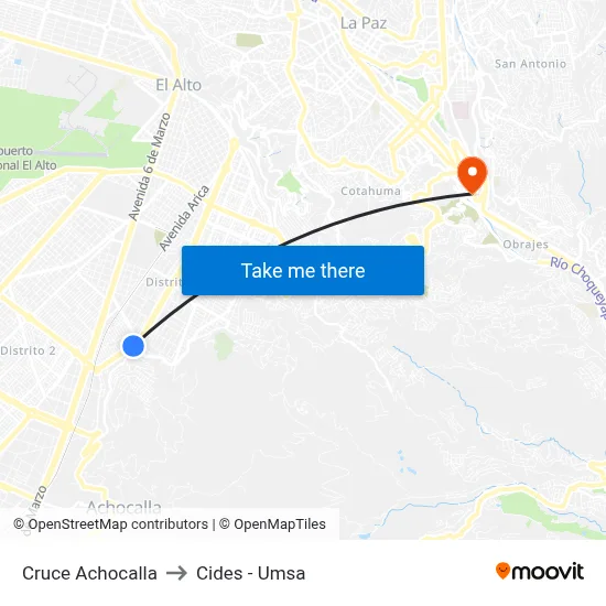 Cruce Achocalla to Cides - Umsa map