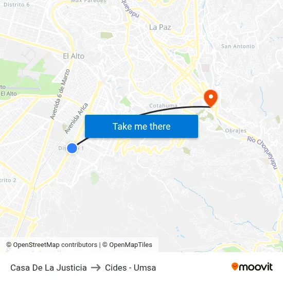 Casa De La Justicia to Cides - Umsa map