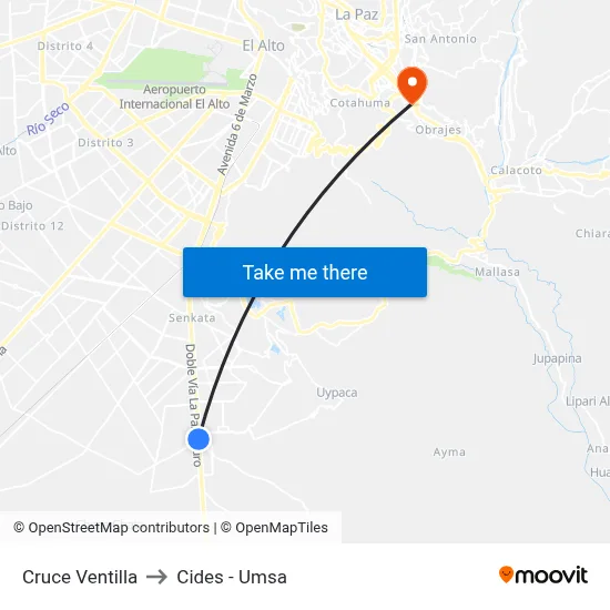 Cruce Ventilla to Cides - Umsa map