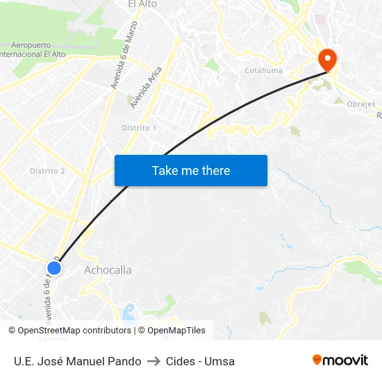 U.E. José Manuel Pando to Cides - Umsa map