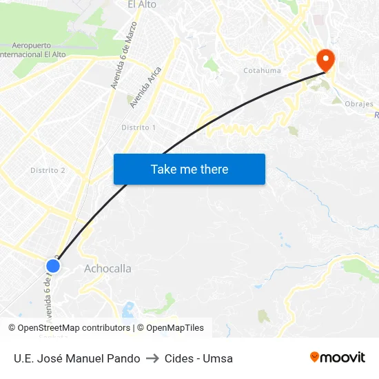 U.E. José Manuel Pando to Cides - Umsa map