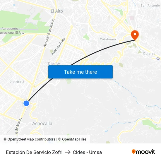 Estación De Servicio Zofri to Cides - Umsa map