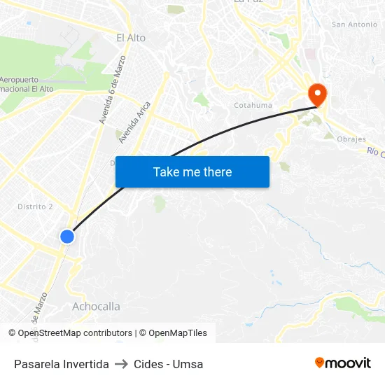Pasarela Invertida to Cides - Umsa map