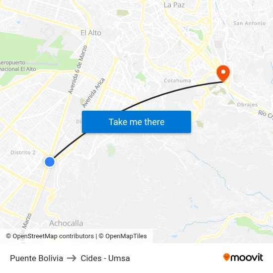 Puente Bolivia to Cides - Umsa map