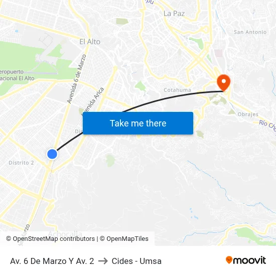 Av. 6 De Marzo Y Av. 2 to Cides - Umsa map