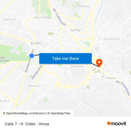 Calle 7 to Cides - Umsa map