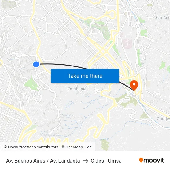 Av. Buenos Aires / Av. Landaeta to Cides - Umsa map