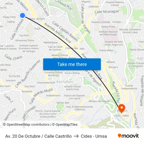 Av. 20 De Octubre / Calle Castrillo to Cides - Umsa map