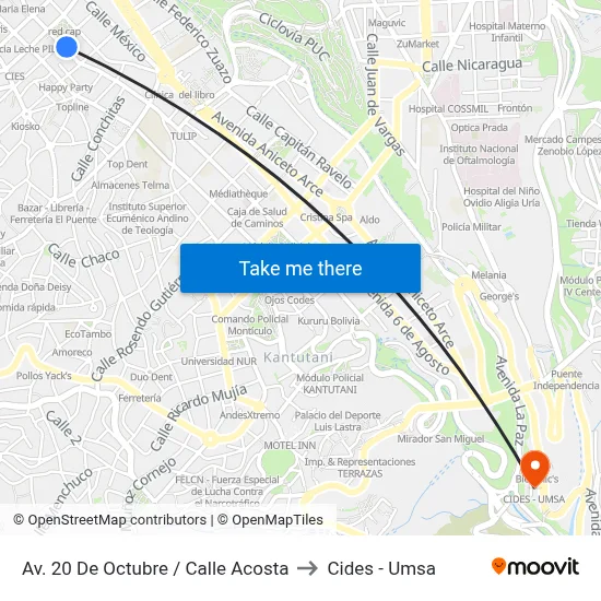 Av. 20 De Octubre / Calle Acosta to Cides - Umsa map