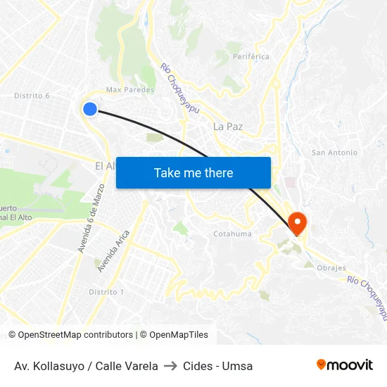 Av. Kollasuyo / Calle Varela to Cides - Umsa map