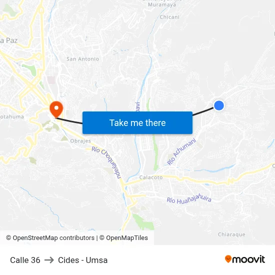 Calle 36 to Cides - Umsa map