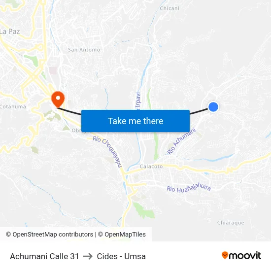 Achumani Calle 31 to Cides - Umsa map