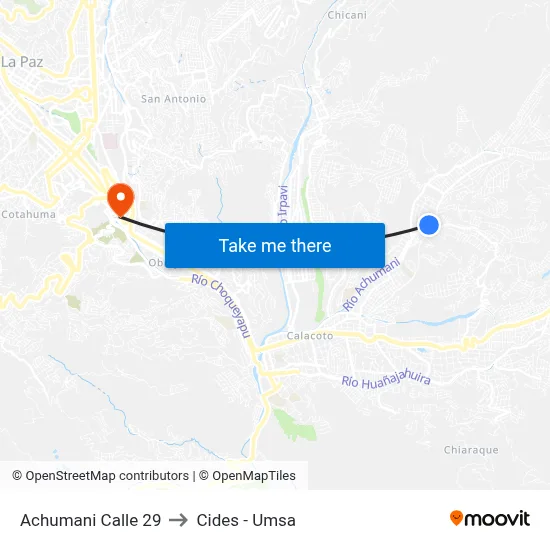 Achumani Calle 29 to Cides - Umsa map