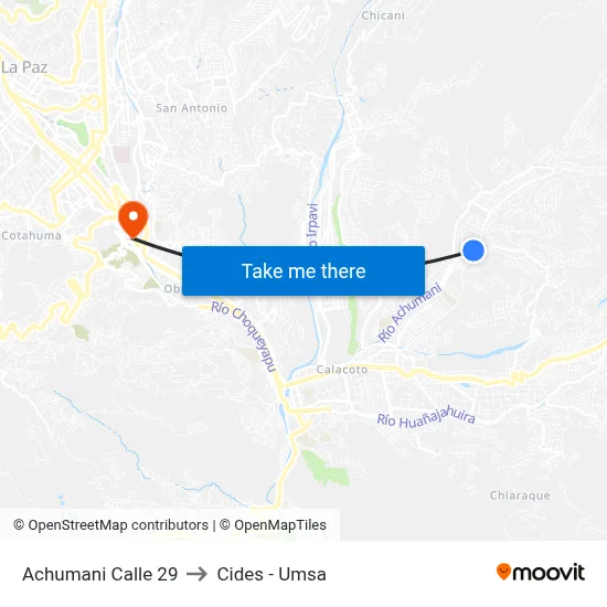 Achumani Calle 29 to Cides - Umsa map