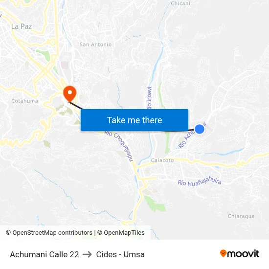 Achumani Calle 22 to Cides - Umsa map