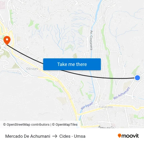Mercado De Achumani to Cides - Umsa map
