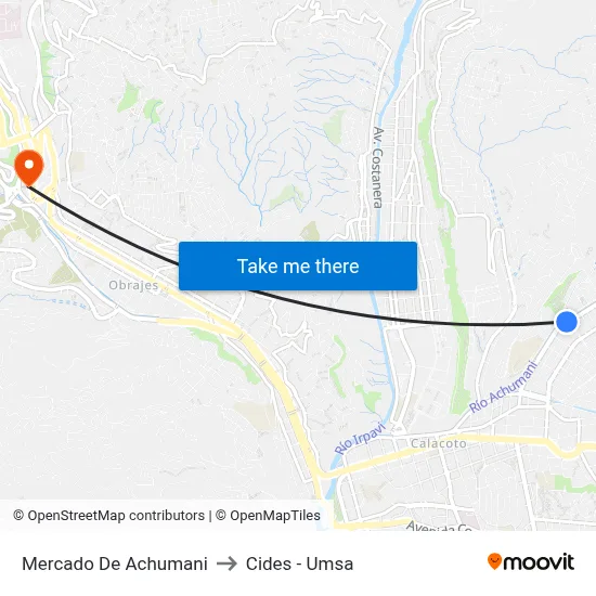Mercado De Achumani to Cides - Umsa map