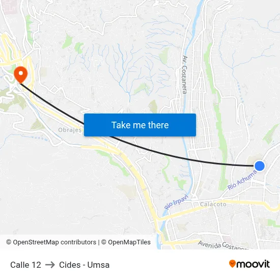 Calle 12 to Cides - Umsa map