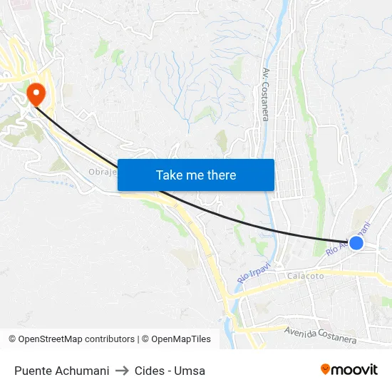 Puente Achumani to Cides - Umsa map