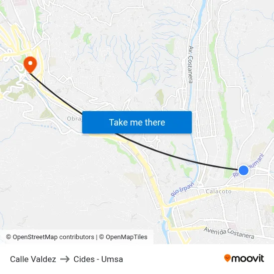 Calle Valdez to Cides - Umsa map