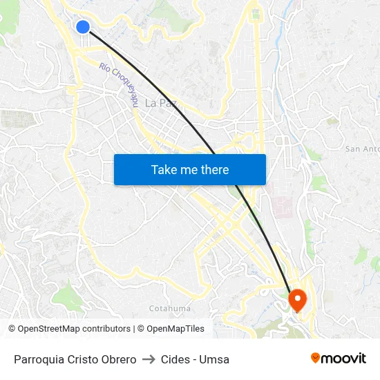 Parroquia Cristo Obrero to Cides - Umsa map