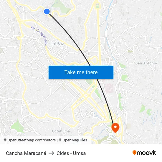 Cancha Maracaná to Cides - Umsa map
