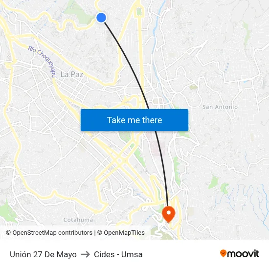Unión 27 De Mayo to Cides - Umsa map