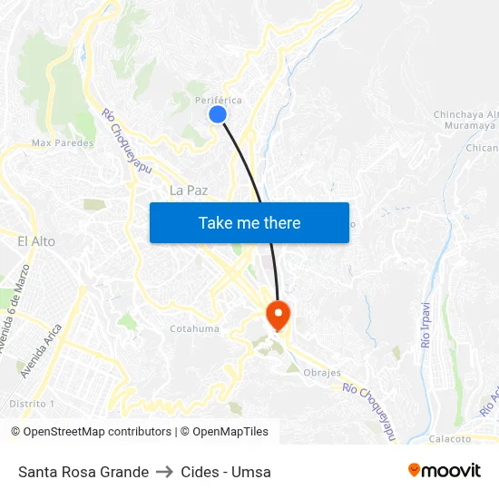 Santa Rosa Grande to Cides - Umsa map