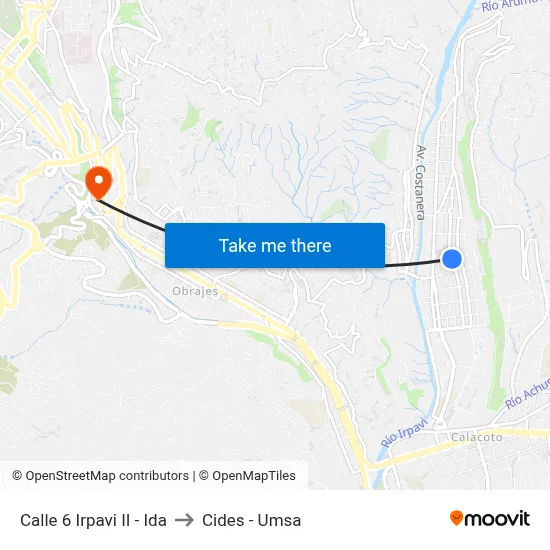 Calle 6 Irpavi II - Ida to Cides - Umsa map