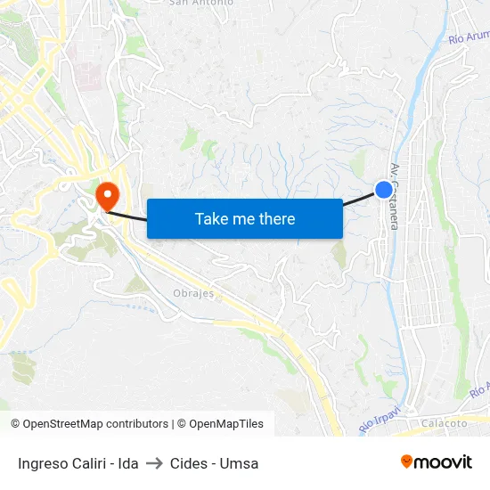 Ingreso Caliri - Ida to Cides - Umsa map