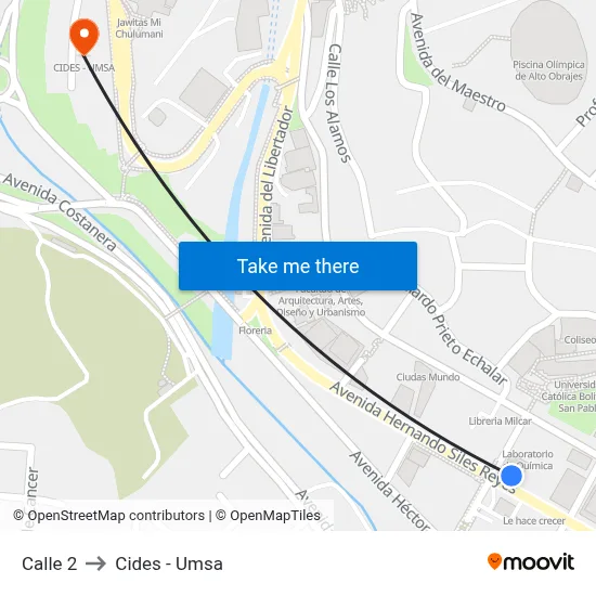 Calle 2 to Cides - Umsa map