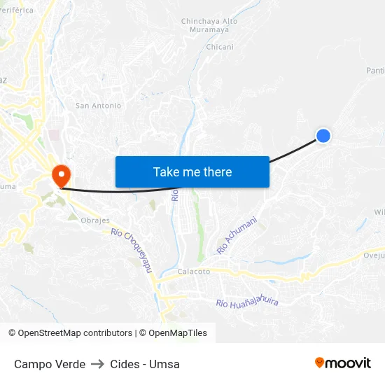 Campo Verde to Cides - Umsa map