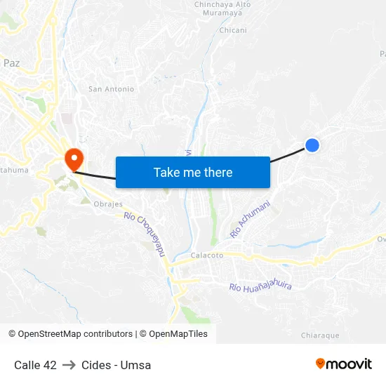 Calle 42 to Cides - Umsa map