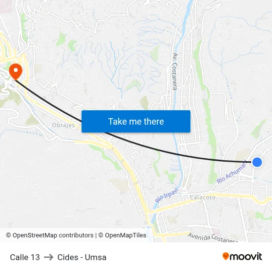 Calle 13 to Cides - Umsa map