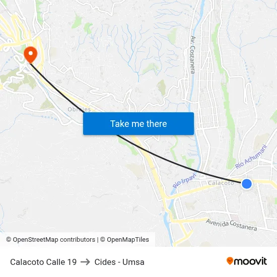 Calacoto Calle 19 to Cides - Umsa map