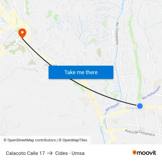 Calacoto Calle 17 to Cides - Umsa map
