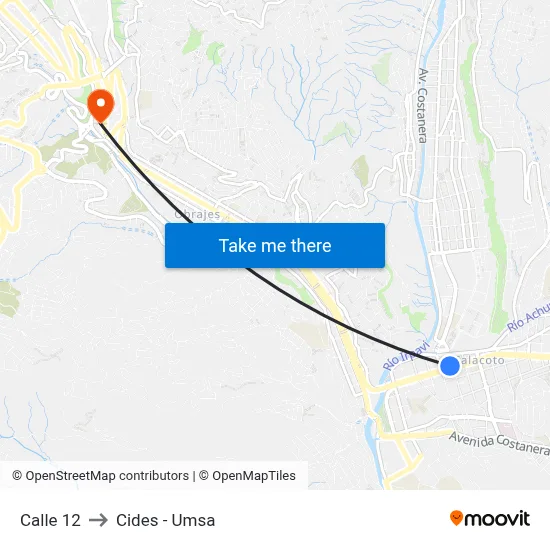 Calle 12 to Cides - Umsa map