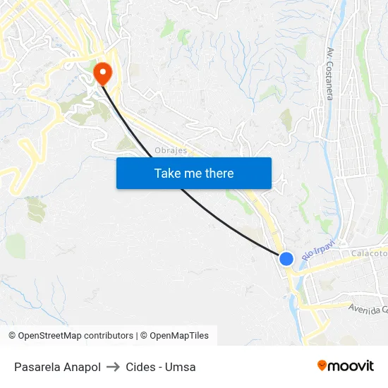 Pasarela Anapol to Cides - Umsa map