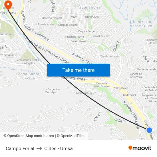 Campo Ferial to Cides - Umsa map