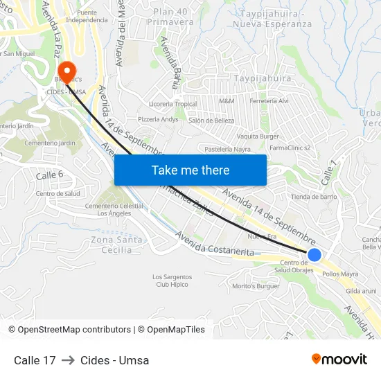 Calle 17 to Cides - Umsa map